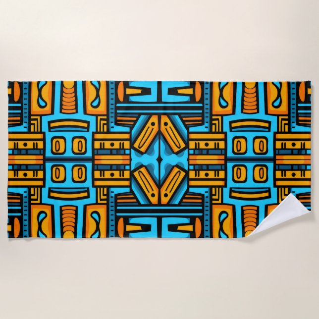 Toalla De Playa Resumen figurativo Naranja azul negrita (Anverso)