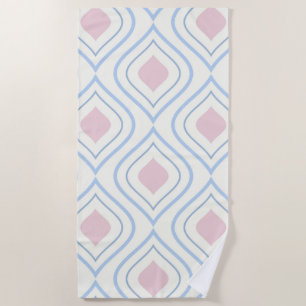 Toalla De Playa Resumen geométrico, azul, rosa y blanco roto
