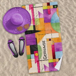 Toalla De Playa Resumen geométrico de acuarela moderna