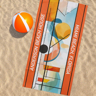 Toalla De Playa Resumen geométrico Naranja personalizado