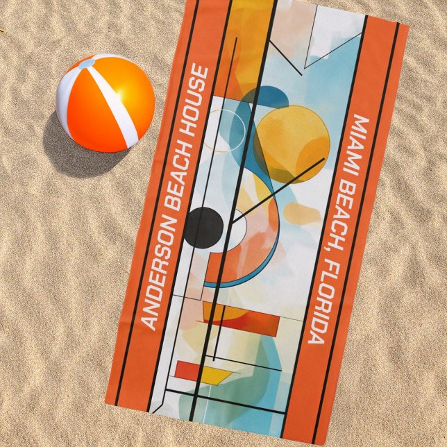 Toalla De Playa Resumen geométrico Naranja personalizado (Subido por el creador)