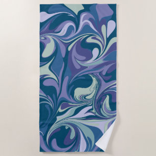 Toalla De Playa Resumen Marble azul Swirl Estilo Personalizado