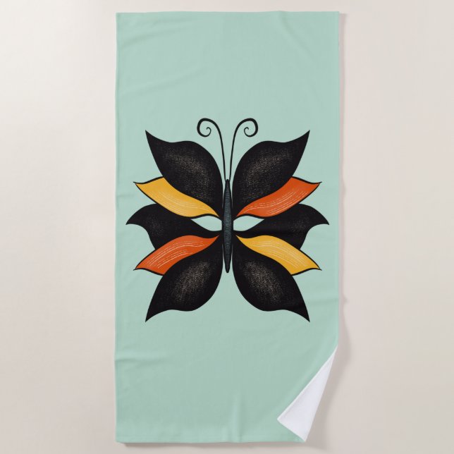 Toalla De Playa Resumen Mariposa Rara Extraña Hermosa Inscripción (Anverso)