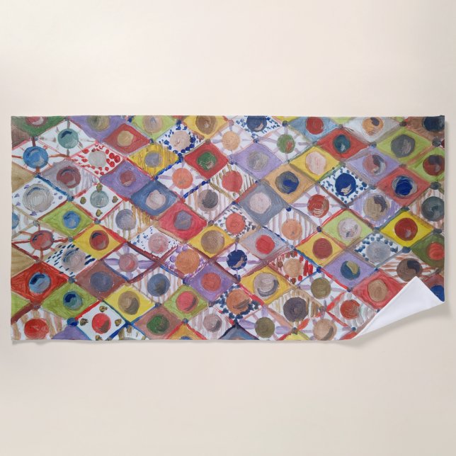 Toalla De Playa Resumen no 4 jugar como niños Pintura (Anverso)