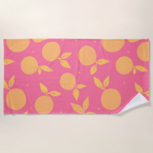 Toalla De Playa Resumen patrón de mandarina rosa y amarillo