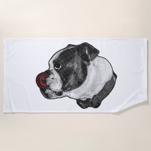 Toalla De Playa Retiro Bulldog Punto Rojo
