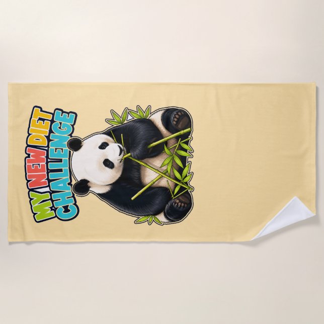 Toalla De Playa Reto de dieta divertida de papá panda (Anverso)