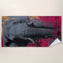 Toalla De Playa Retrato de arte pop graffiti de elefante