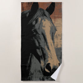 Toalla De Playa Retrato de caballo diseño oscuro grunge estilo wes