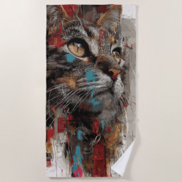 Toalla De Playa Retrato de gato de arte urbano