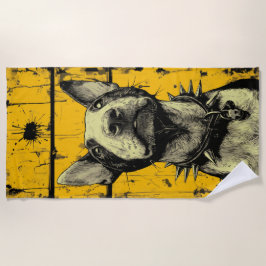 Toalla De Playa Retrato Pop Art de Bull Terrier con Estilo Cortant