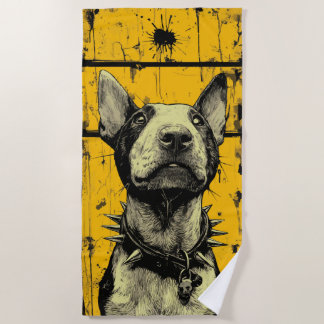 Toalla De Playa Retrato Pop Art de Bull Terrier con Estilo Cortant