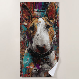 Toalla De Playa Retrato urbano de Bull Terrier Arte