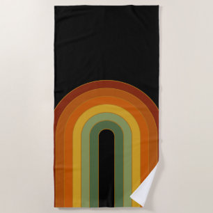 Toalla De Playa Retro 70 silenciado arcoiris negro