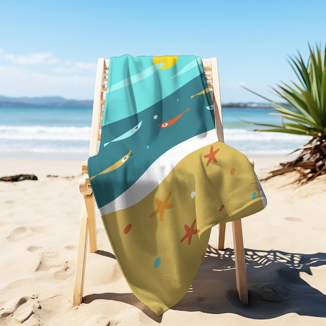 Toalla De Playa Retro Beach Summer Mid Century Moderno (Subido por el creador)