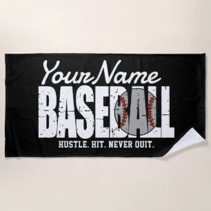 Toalla De Playa Retro Béisbol ADD NOMBRE Pinstripe Team Player