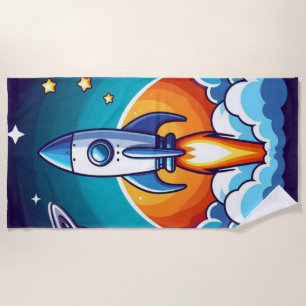 Toalla De Playa Retro, cohete espacial exterior