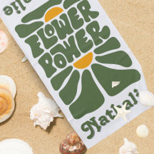 Toalla De Playa Retro Con Nombre - Regalo Personal