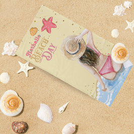 Toalla De Playa Retro Con Nombre - Regalo Personal
