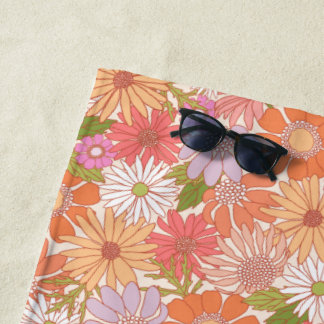 Toalla De Playa Retro Daisy Garden
