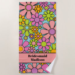 Toalla De Playa Retro Garden Flores 60's 70 Floral Bridesmaid