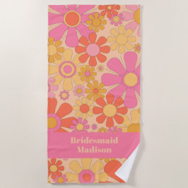 Toalla De Playa Retro Garden Flores 60's 70 Floral Bridesmaid