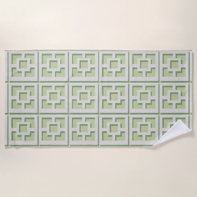 Toalla de playa Retro Green Trellis (Anverso)