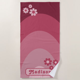 Toalla De Playa Retro Groovy Arco Daisy Personalizado