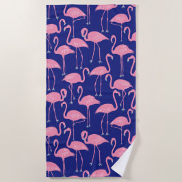 Toalla De Playa Retro Hand-Drawn Flamingo Pattern | Cool Coastal