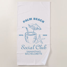 Toalla De Playa Retro Luxe Beach Social Club Logo Bachelorette