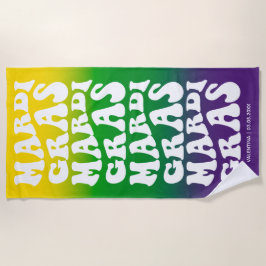 Toalla De Playa Retro Mardi Gras Design Ombre Monogram
