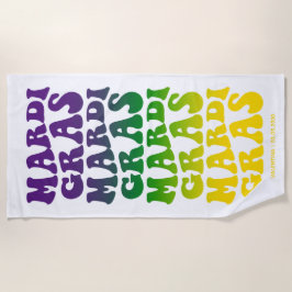 Toalla De Playa Retro Mardi Gras Ombre Text
