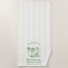 Toalla De Playa Retro Modern Green & Yellow Bachelorette Weekend