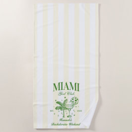 Toalla De Playa Retro Modern Green & Yellow Miami Bach Party