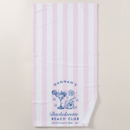 Toalla De Playa Retro Modern Pink & Blue Bachelorette Weekend