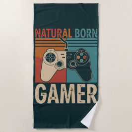 Toalla De Playa Retro Natural Born Gamer Funny