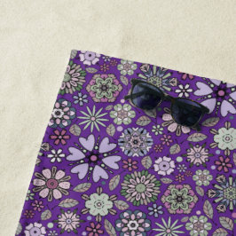 Toalla De Playa Retro Pastel Pink Purple Floral Seamless Pattern