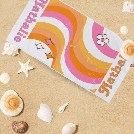 Toalla de playa retro personalizada con nombre - P