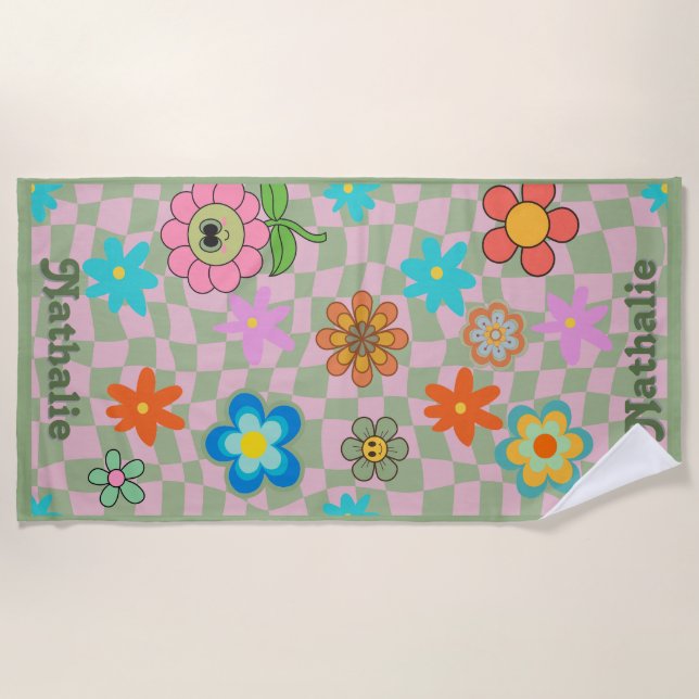 Toalla de playa Retro personalizada | Regalo de no (Anverso)