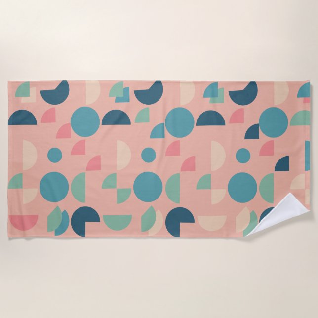 Toalla De Playa Retro Pink Colorful Moderno Tribal Geométrica (Anverso)