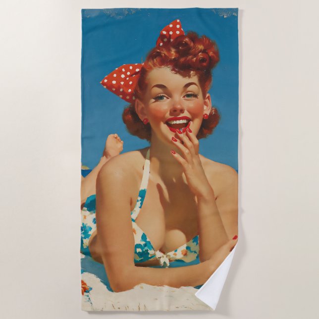 Toalla De Playa Retro Playa Pin Up (Anverso)