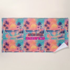 Toalla De Playa Retro Remix Neon Pastel | Atardecer Tropical Vinta