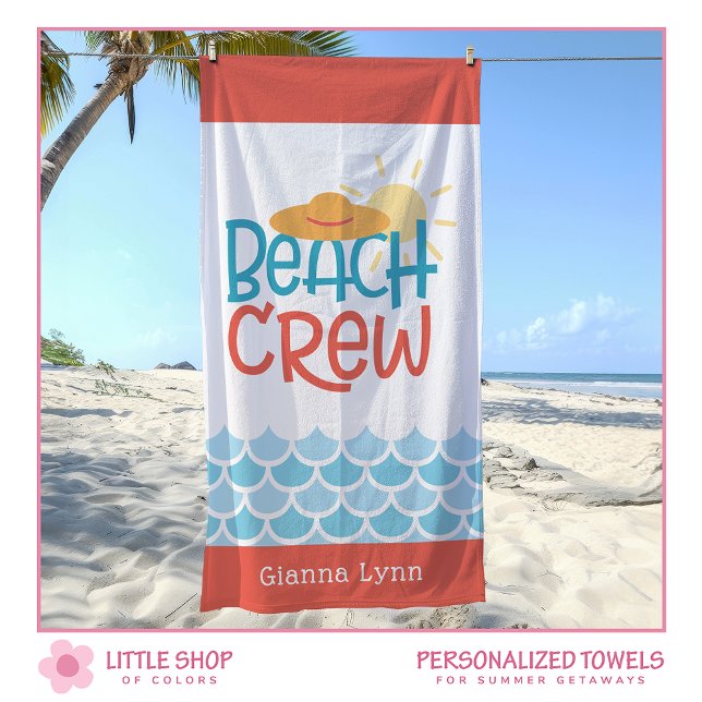 Toalla De Playa Retro Style Beach Crew Customizable (Subido por el creador)