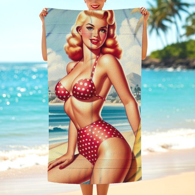 Toalla De Playa Retro Surf Pin Up (Subido por el creador)