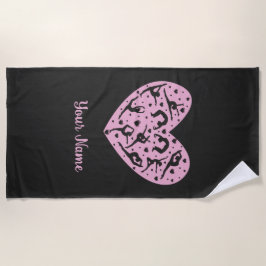 Toalla De Playa Rhythmic Gymnastics Heart Silhouette Beach Towel