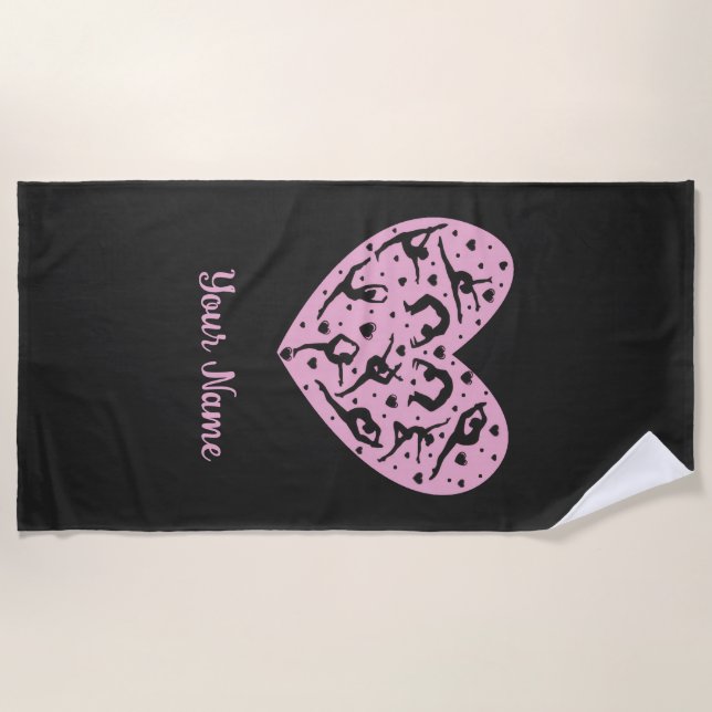 Toalla De Playa Rhythmic Gymnastics Heart Silhouette Beach Towel (Anverso)