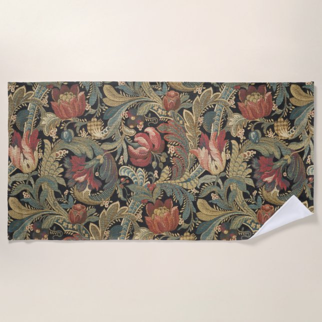 Toalla De Playa Rich Floral Tapestry Brocade Antiguo Clásico (Anverso)