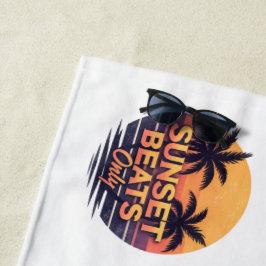 Toalla De Playa Ritmos de Puesta de Sol Retro Solo Palmeras Vintag