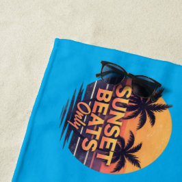 Toalla De Playa Ritmos de Puesta de Sol Retro Solo Palmeras Vintag