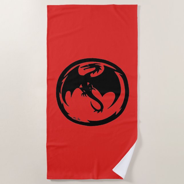 Toalla de playa roja Black Dragon (Anverso)